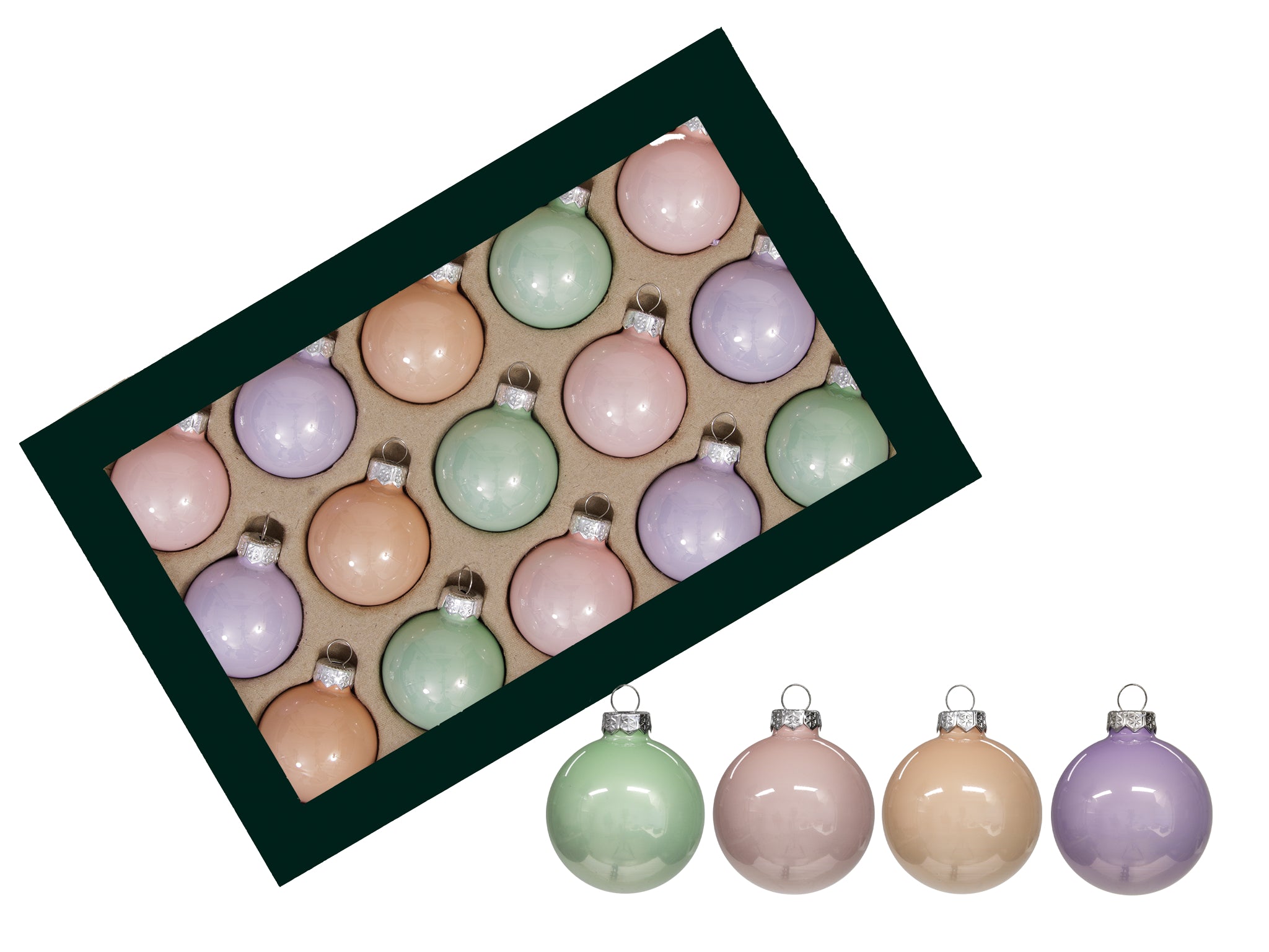 Boite de 15 boules de noël pastel