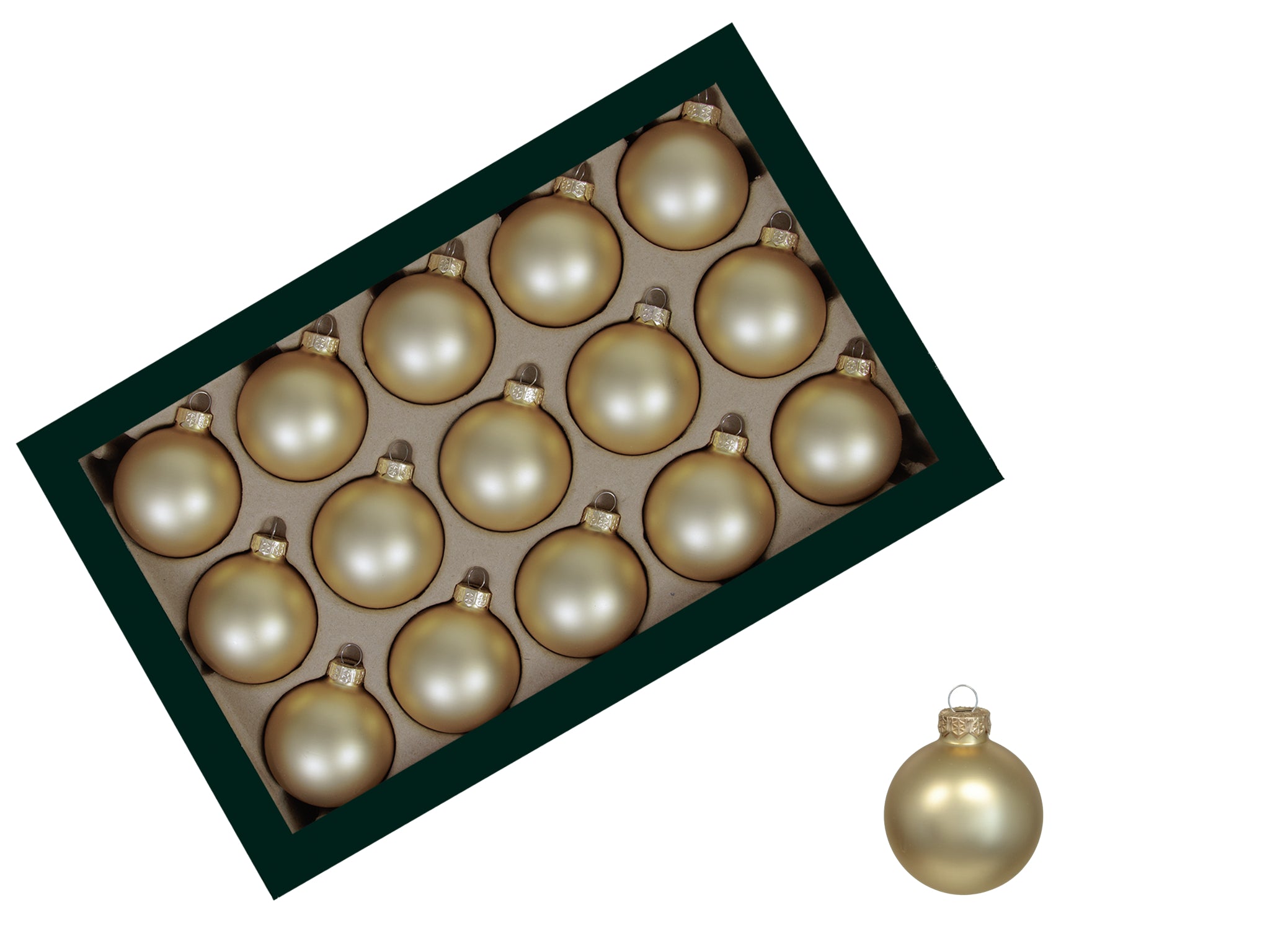 Boite de boules de noël doré mat