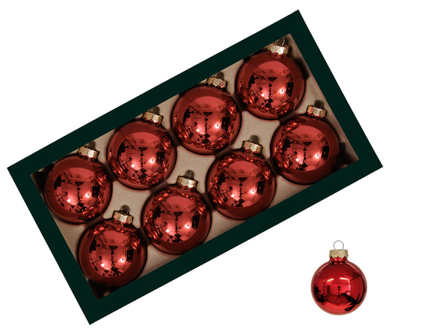 Boite de boules de noël rouge