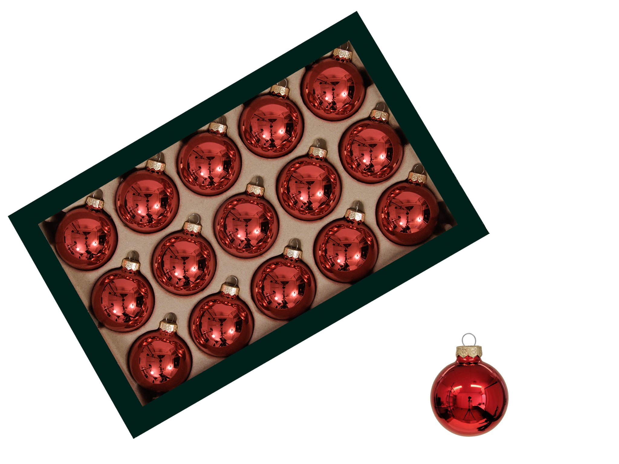 Boite de boules de noël rouge