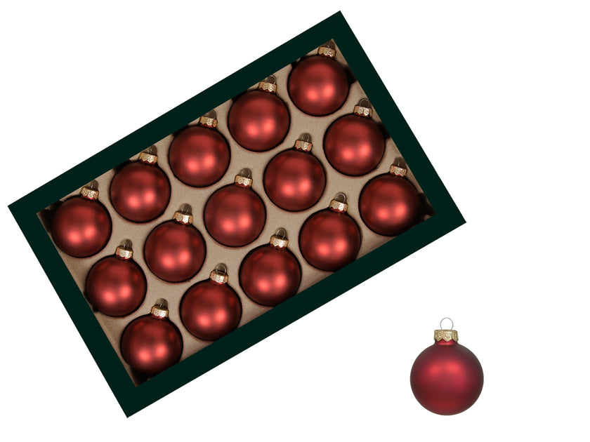 Boite de boules de noël rouge mat