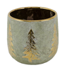Cache pot vert sapin doré