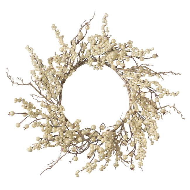 Couronne de baies blanc nacré