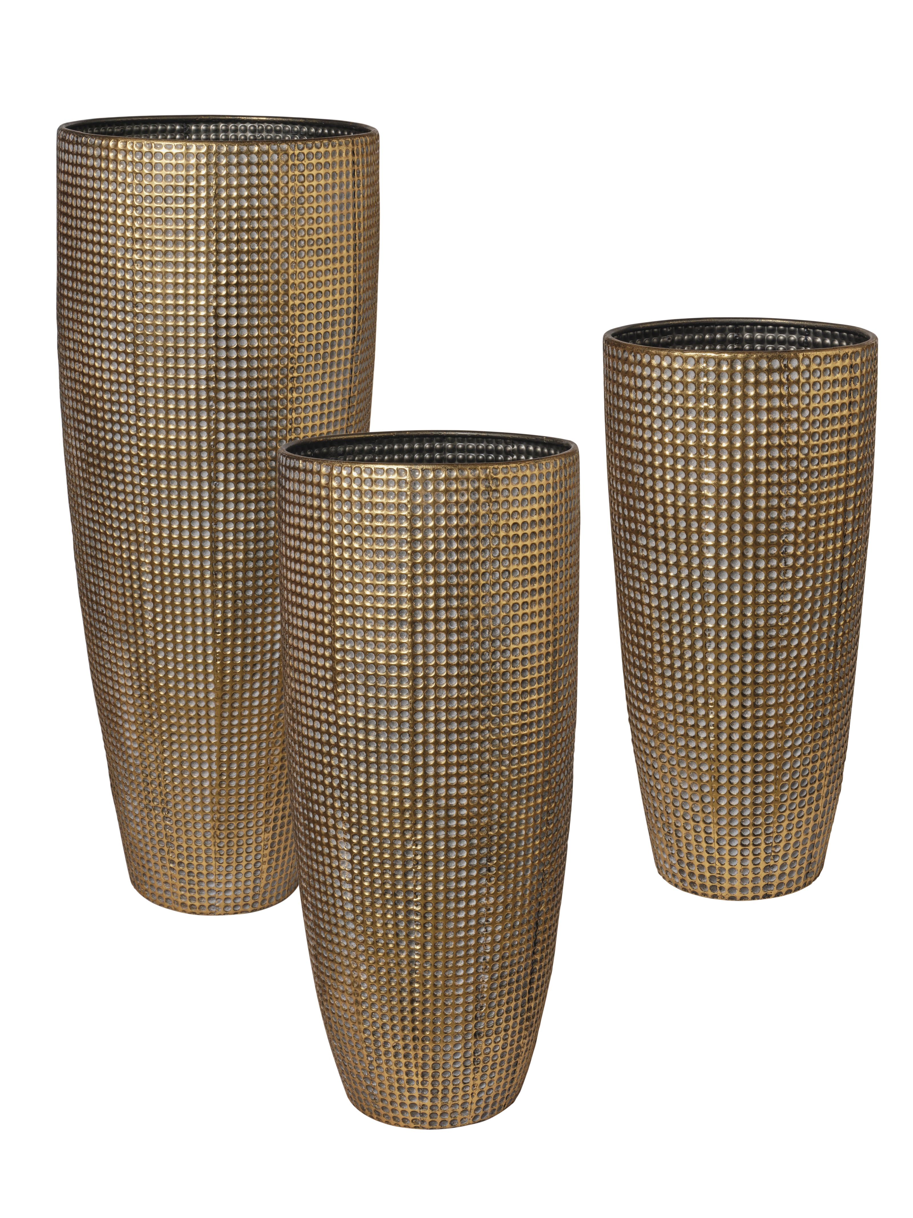 Lot de 3 vases doré motif