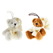 Ours beige assis bonnet et echarppe