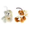 Ours beige assis bonnet et echarppe