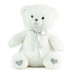 Ours blanc avec noeud satin gris
