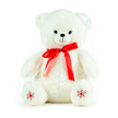 Ours blanc avec noeud satin rouge