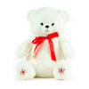 Ours blanc avec noeud satin rouge