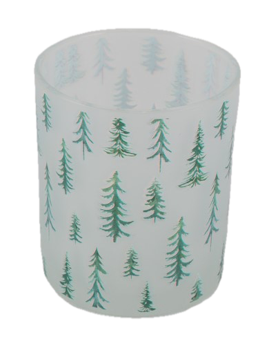 Photophore blanc avec sapin vert