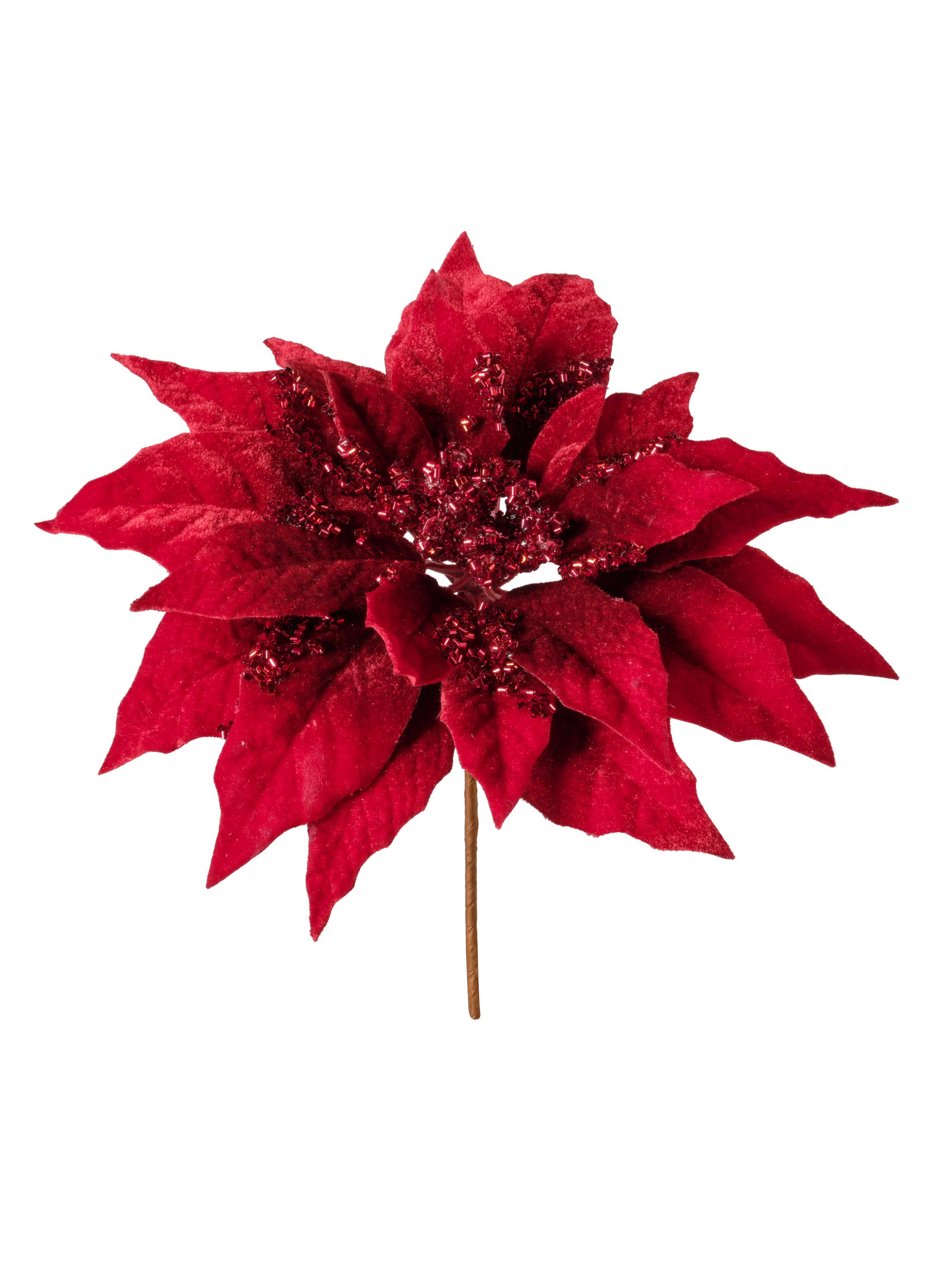 Poinsettia sur tige à paillettes