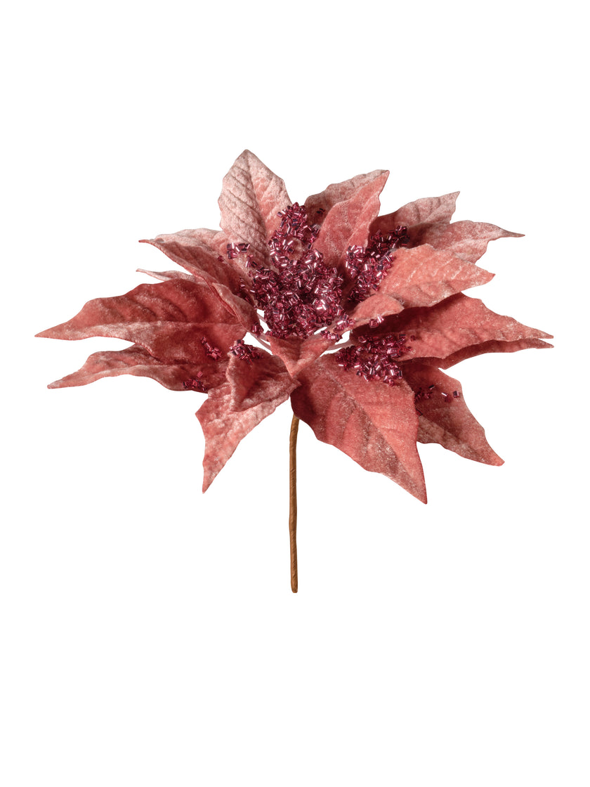 Poinsettia sur tige à paillettes