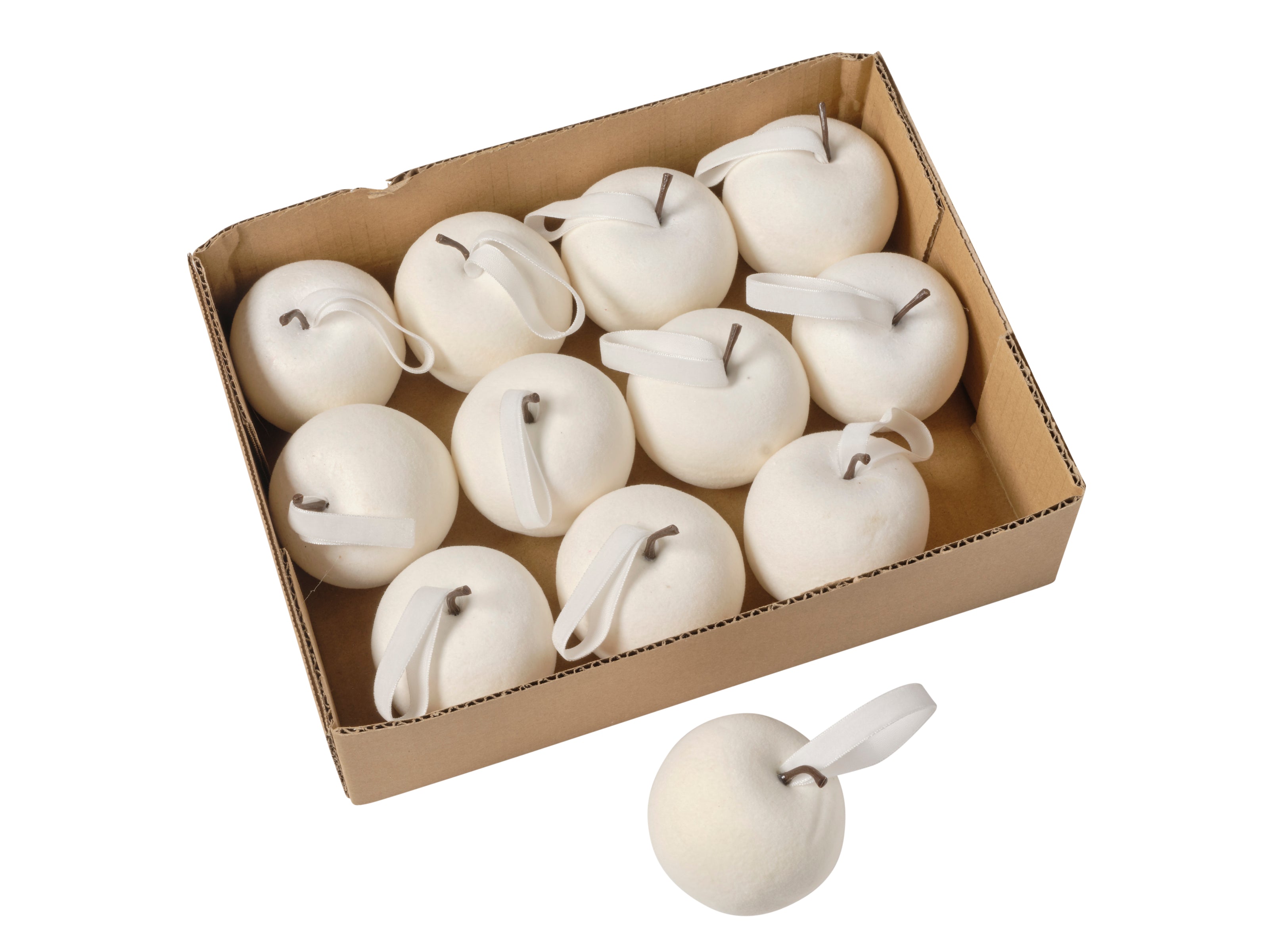 Pomme en velours Blanc 12 Piéces