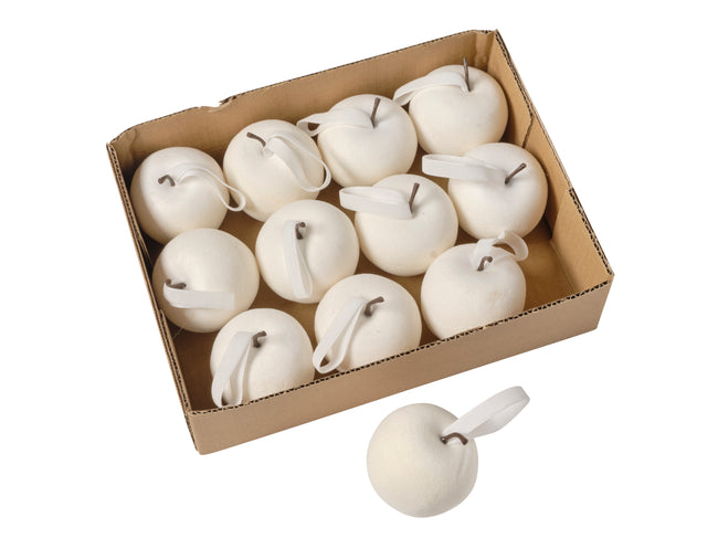 Pomme en velours Blanc 12 Piéces