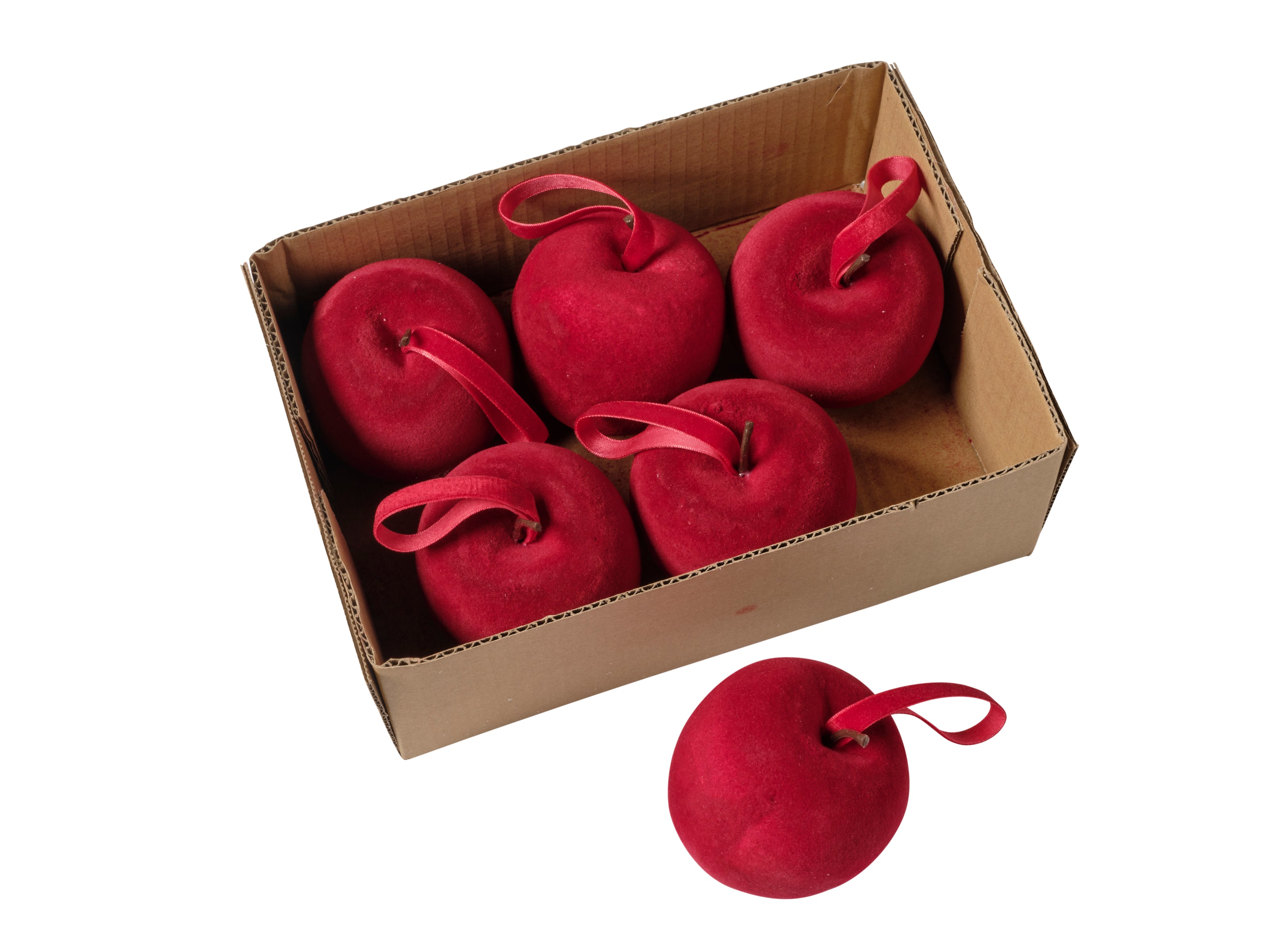 Pomme en velours rouge 6 Piéces