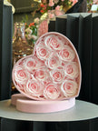 Boîte velours cœur 16 roses A017P