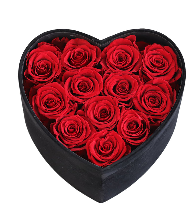 Coffret cœur 12 roses A053