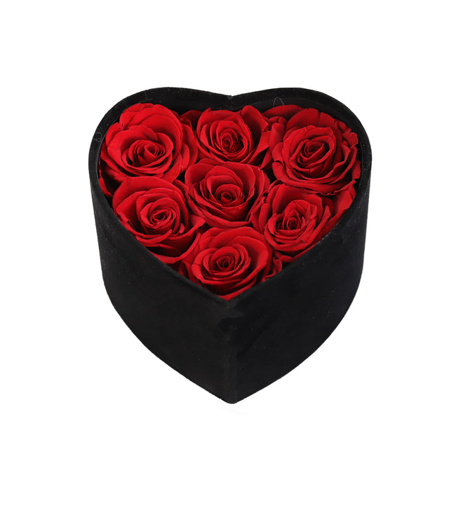 Coffret cœur 7 roses A052