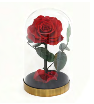 Rose sous cloche finition métal A016