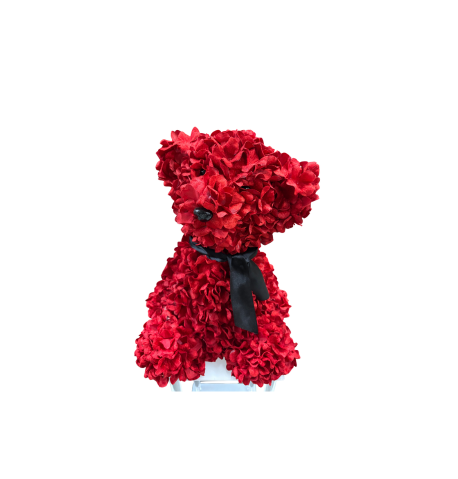 Ours en fleurs rouge