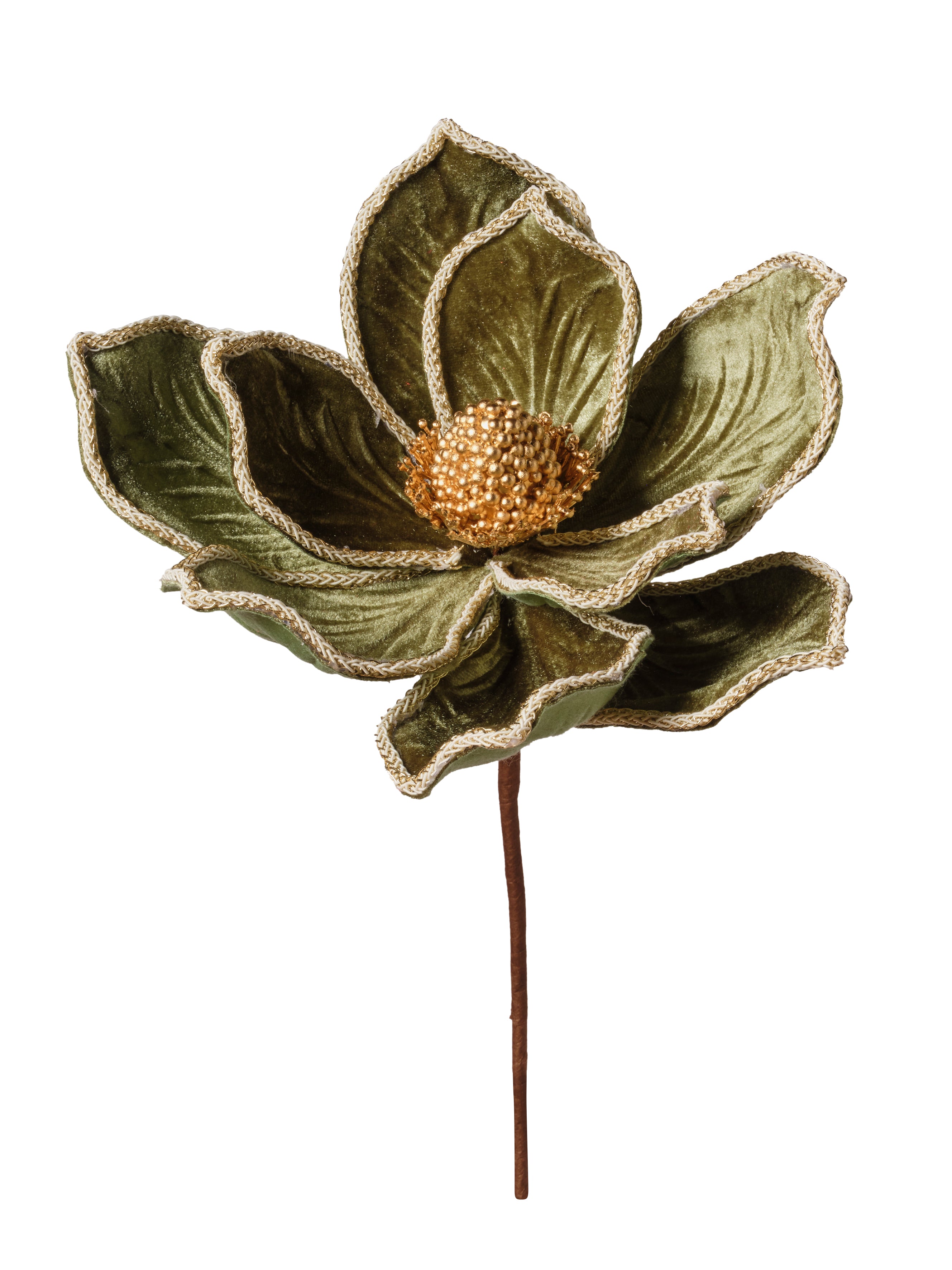 Tige de poinsettia en velours vert