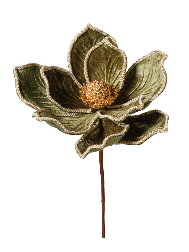 Tige de poinsettia en velours vert