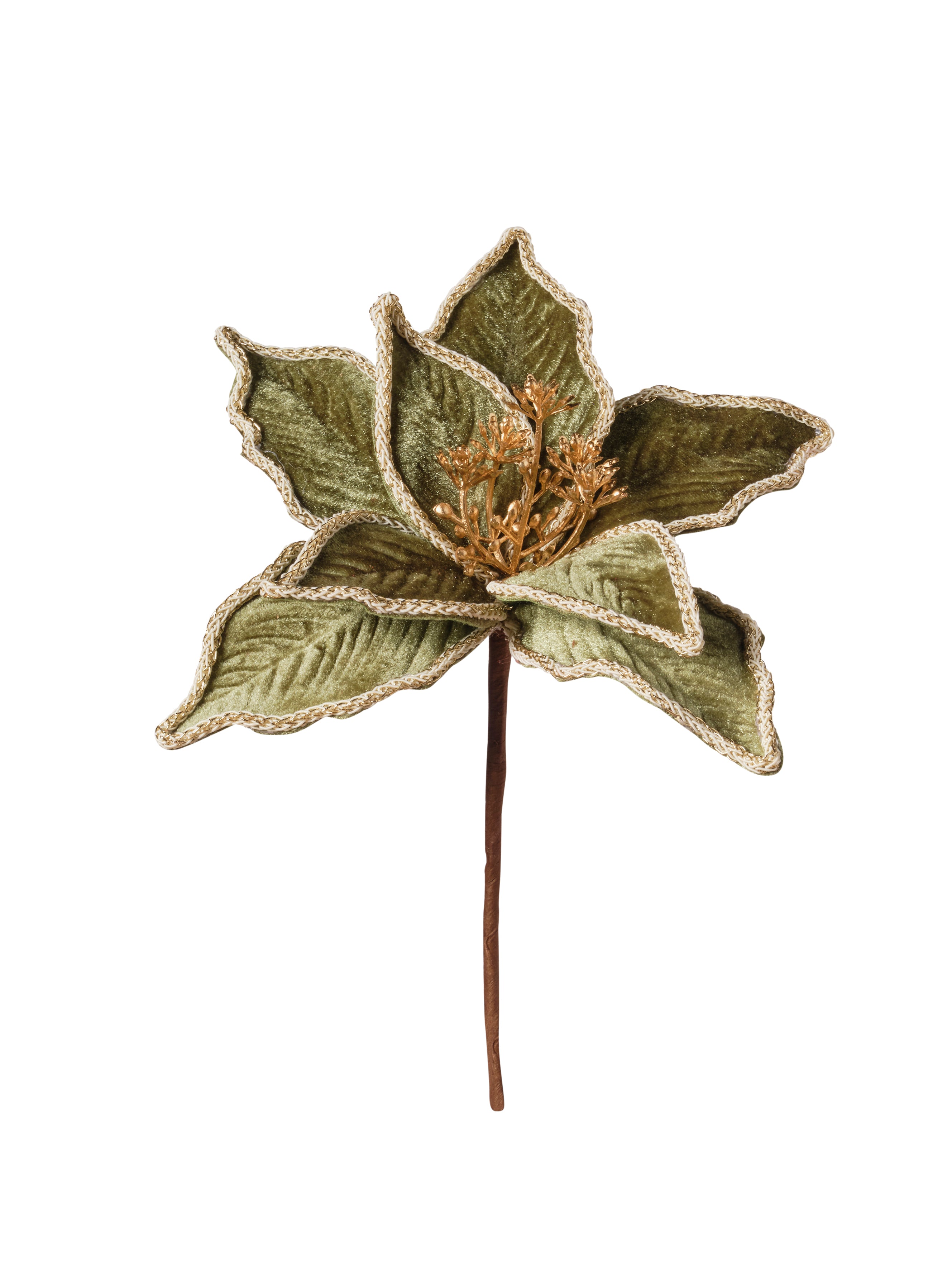 Tige de poinsettia en velours vert