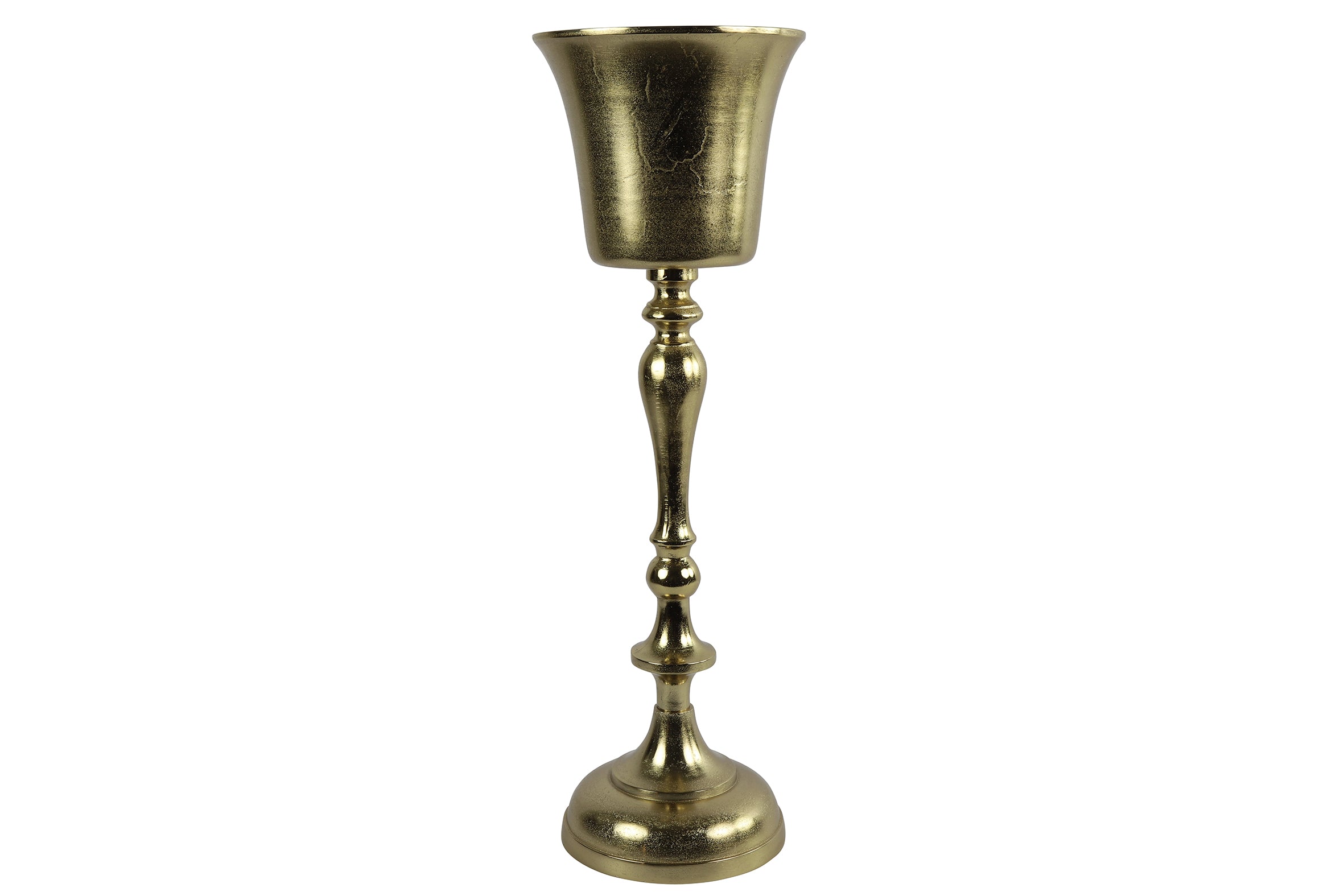 Vase doré sur pied
