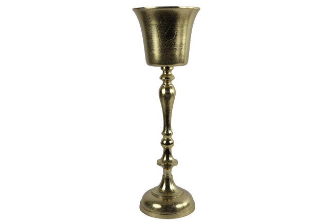 Vase doré sur pied