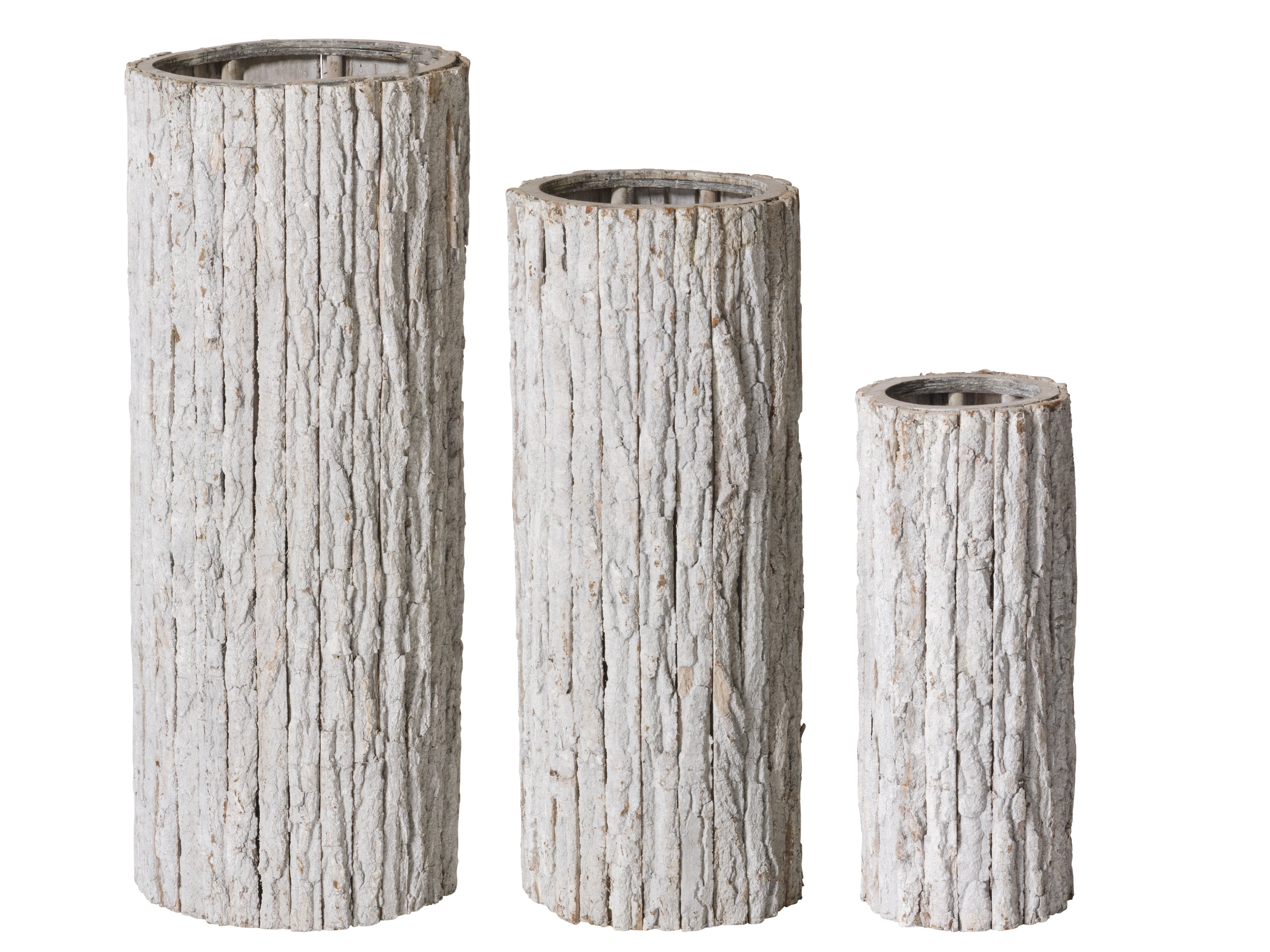 Vase en bois blanc rond