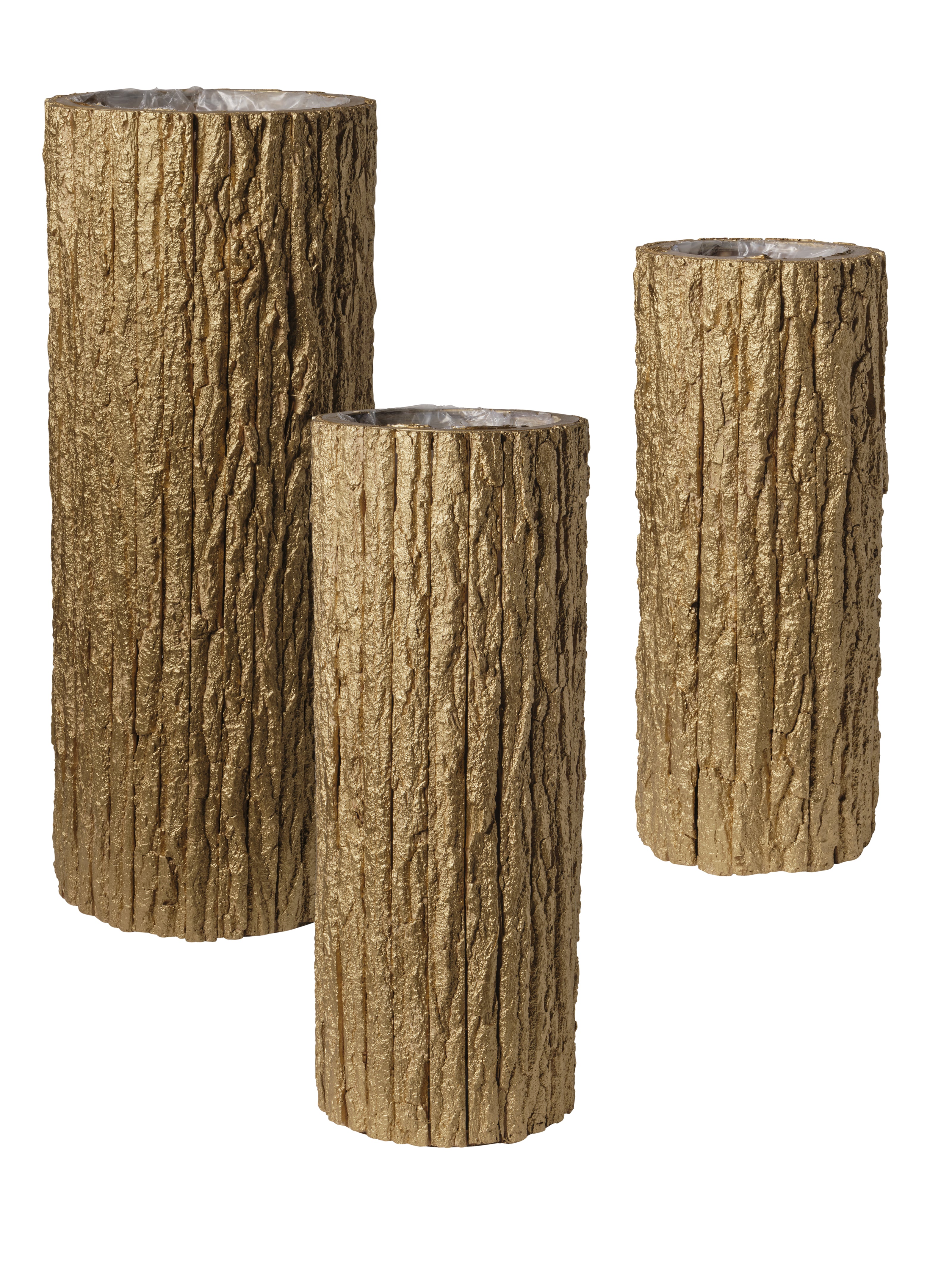Vase en bois doré rond
